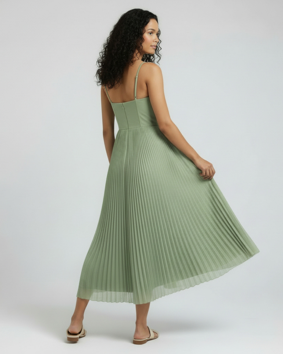 Aurelia pleated midi dress