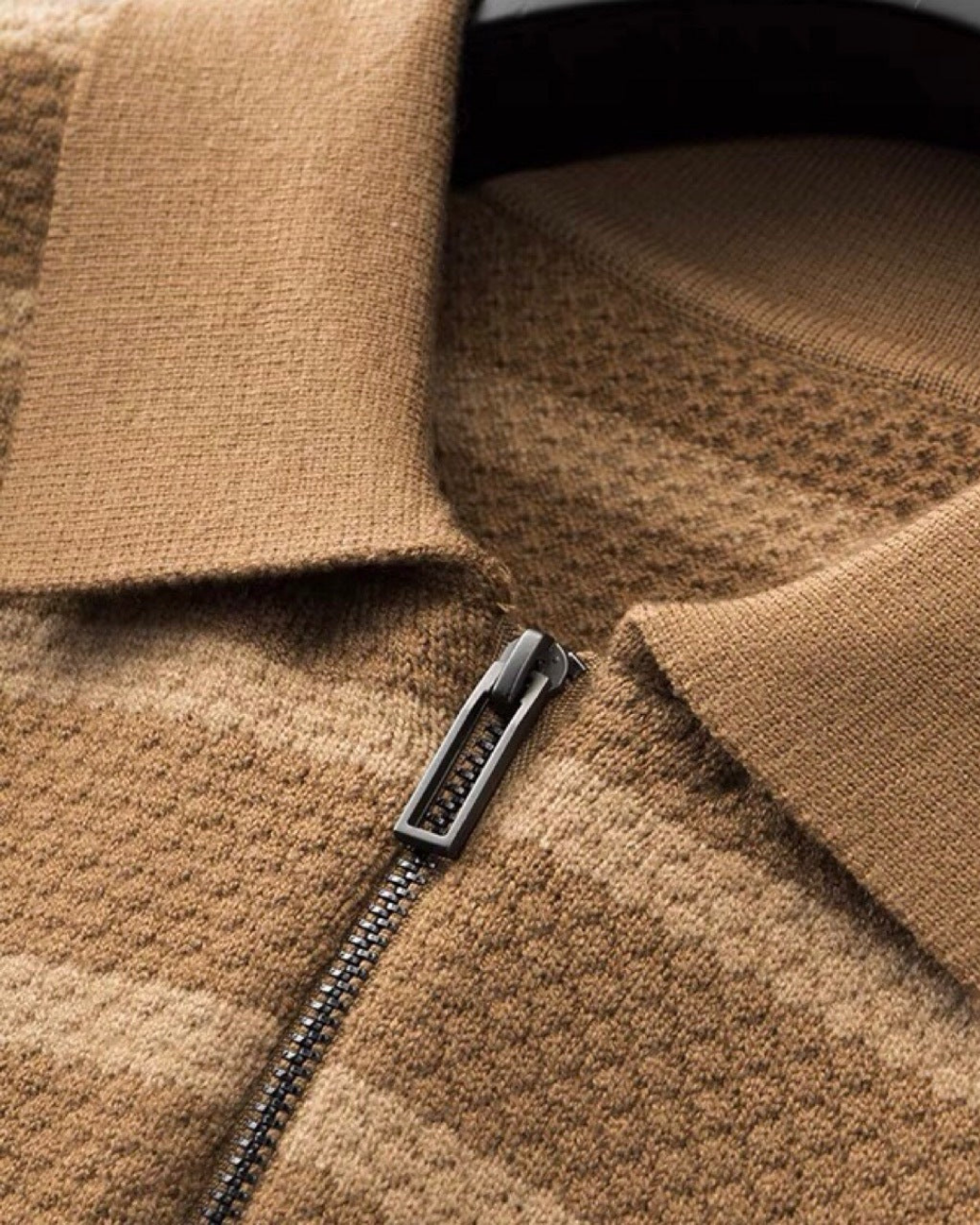 Textured half-zip polo
