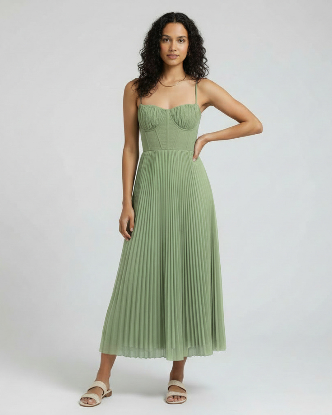 Aurelia pleated midi dress